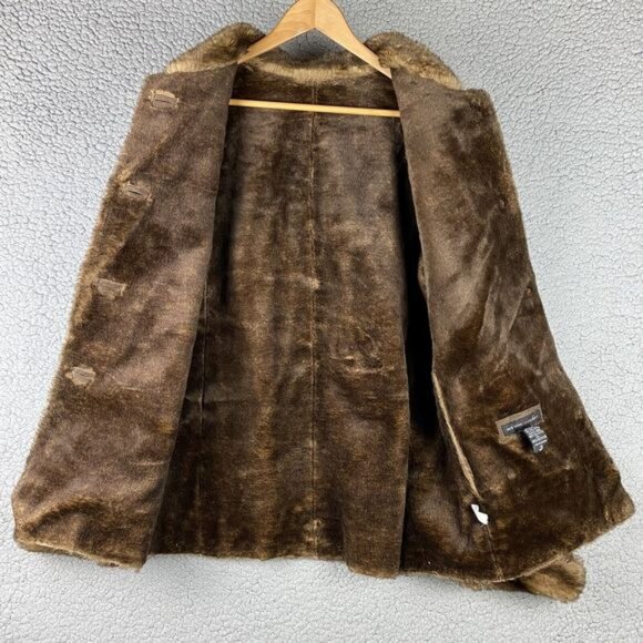 Suede Leather Coat Faux Fur Trim New York & Company Womens Size M Winter Jacket - Picture 3 of 16